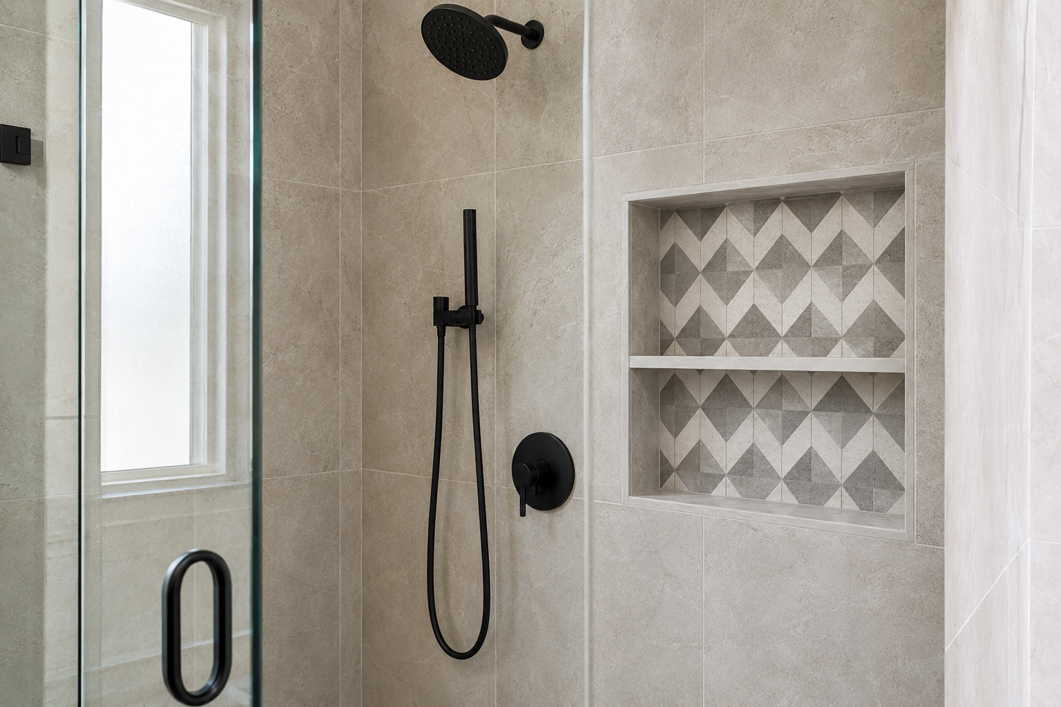 Shower tile and niche detail